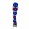 Argyle Socks - Mens Over-the-Calf - 6E: Taupe/Purple/Royal