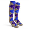 Argyle Socks - Mens Over-the-Calf - 6E: Taupe/Purple/Royal