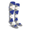 Mens Over the Calf Argyle Socks Taupe, White and Royal Blue