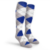 Argyle Socks - Mens Over-the-Calf - 6G: Taupe/White/Royal