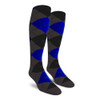 Mens Over the Calf Argyle Socks Charcoal, Black and Royal Blue