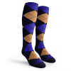 Argyle Socks - Mens Over-the-Calf - 6K: Navy/Khaki/Royal