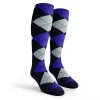 Argyle Socks - Mens Over-the-Calf - 6S: Navy/Royal/Light Blue