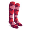 Mens Over the Calf Argyle Socks Maroon, Pink and Red