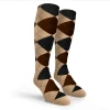 Argyle Socks - Mens Over-the-Calf - 6W: Khaki/Brown/Black