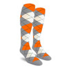 Mens Over the Calf Argyle Socks Taupe, Orange and White