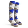 Argyle Socks - Ladies Over-the-Calf - 6G: Taupe/White/Royal