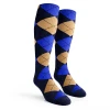 Argyle Socks - Ladies Over-the-Calf - 6K: Navy/Khaki/Royal