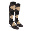 Argyle Socks - Ladies Over-the-Calf - 6M: Charcoal/Black/Khaki Argyle Socks - Ladies Over-the-Calf - 6M: Charcoal/Black/Khaki