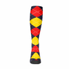 Argyle Socks - Ladies Over-the-Calf - 6R: Black/Yellow/Red