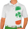 Mens Sport Pro Dry White Shirt with Shamrock Flag Design Front