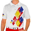 Mens Argyle Utopia Golf Shirt - 5B: Red/Yellow/Royal