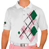 Mens Argyle Utopia Golf Shirt - 6D: Pink/White/Dark Green