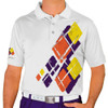 Mens Argyle Utopia Golf Shirt - IIII: Purple/Orange/Yellow