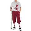 Mens Argyle Utopia Golf Shirt - VVV: Pink/Maroon/White