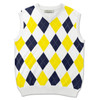 Argyle Sweater Vest - Mens White/Yellow/Navy