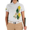 Ladies Argyle Utopia Golf Shirt - KKK: Khaki/Dark Green/Yellow