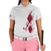 Ladies Argyle Utopia Golf Shirt - VVV: Pink/Maroon/White