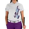 Ladies Argyle Utopia Golf Shirt - DDDD: Purple/Light Blue/White