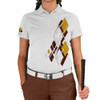 Ladies Argyle Utopia Golf Shirt - EEEE: Brown/Gold/White