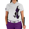 Ladies Argyle Utopia Golf Shirt - OOOO: Black/Purple/White