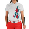 Ladies Argyle Utopia Golf Shirt - 5X: Teal/White/Red