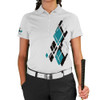 Ladies Argyle Utopia Golf Shirt - 6C: Black/Teal/White