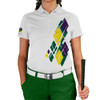 Ladies Argyle Utopia Golf Shirt - 6F: Dark Green/Yellow/Purple