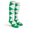 Argyle Socks - Mens Over-the-Calf - AA: Lime/White
