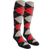 Ladies Over the Calf Argyle Socks Black, Red and Taupe