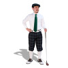 Dress Shirt Golf Outfit - Mens Black Watch & White with Solid Green Tie