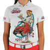 Ladies USA Patriot Heroes 250 Golf Shirt - Roller Skate Girl 1950s Putter Pal