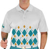 Mens Argyle Arcadia Golf Shirt - 5G: Teal/Bronze/White