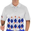 Mens Arcadia Utopia Golf Shirt - 5S: Royal/White/Orange