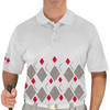 Mens Argyle Arcadia Golf Shirt - 5T: Taupe/Red/White