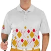 Mens Argyle Arcadia Golf Shirt - 5W: White/Gold/Red