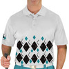 Mens Argyle Arcadia Golf Shirt - 6C: Black/Teal/White