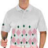 Mens Argyle Arcadia Golf Shirt - 6D: Pink/White/Dark Green