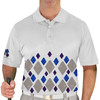 Mens Argyle Arcadia Golf Shirt - 6E: Taupe/Purple/Royal