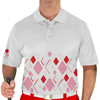 Mens Argyle Arcadia Golf Shirt - 6Q: White/Pink/Red
