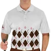 Mens Argyle Arcadia Golf Shirt - AAAA: Brown/Pink/White