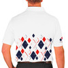 Mens Argyle Arcadia Golf Shirt - E: White/Navy/Red