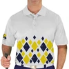 Mens Argyle Arcadia Golf Shirt - F: Navy/Yellow