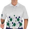 Mens Argyle Arcadia Golf Shirt - JJJ: White/Dark Green/Navy