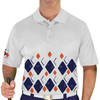 Mens Argyle Arcadia Golf Shirt - LLLL: Navy/Orange/White