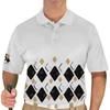 Mens Argyle Arcadia Golf Shirt - MMMM: Black/Khaki/White
