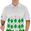 Mens Argyle Arcadia Golf Shirt - NNN: Lime/Pink/White