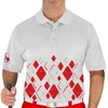 Mens Argyle Arcadia Golf Shirt - S: Red/White