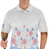 Mens Argyle Arcadia Golf Shirt - TT: White/Pink/Light Blue