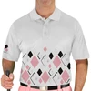 Mens Argyle Arcadia Golf Shirt - XXXX: White/Pink/Black